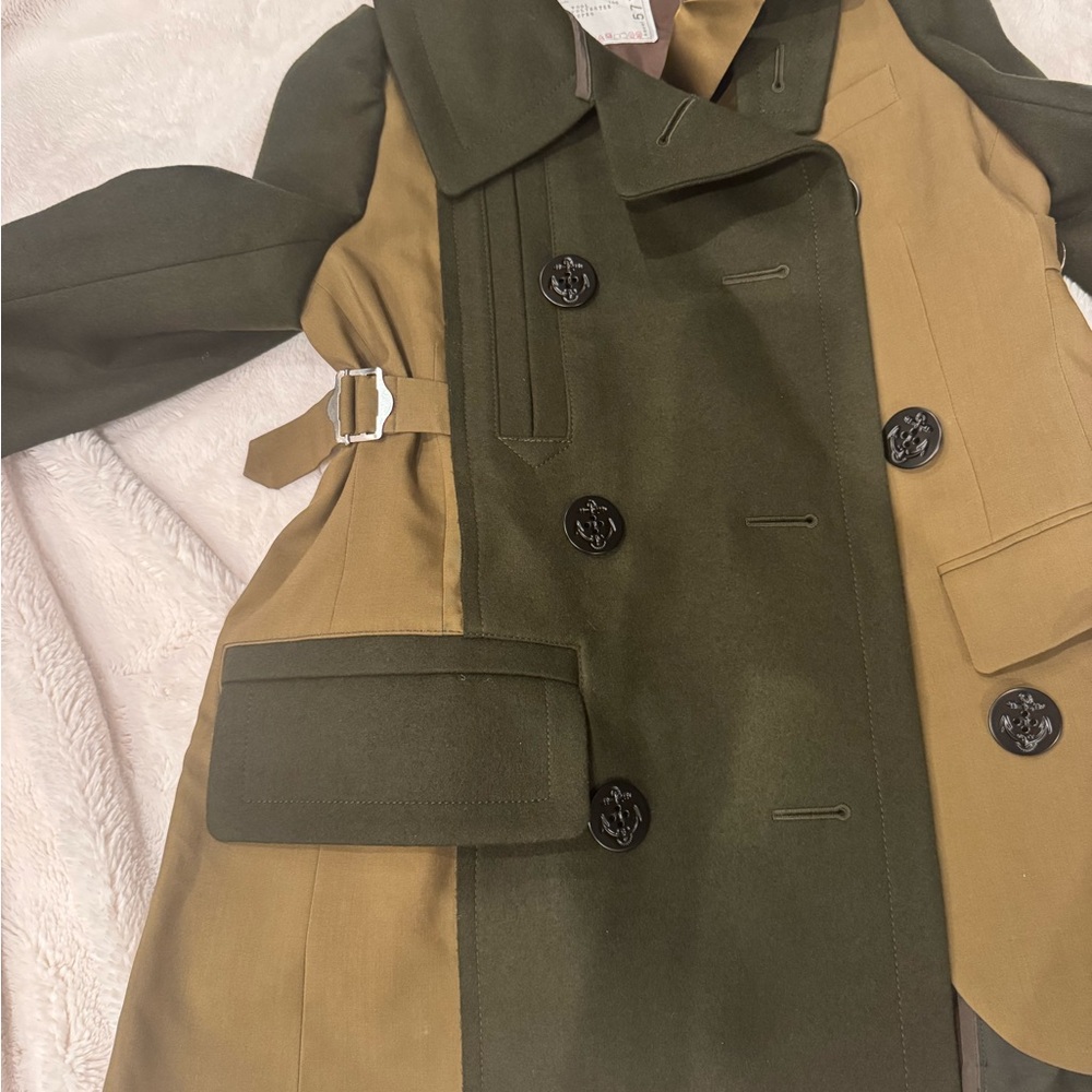 Kids Two-Tone Green and Tan Coat